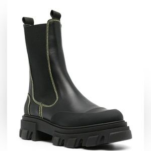 Ganni black leather chelsea boots